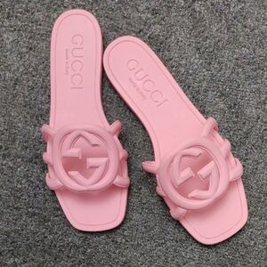 GUCCI "Palma" Rubber GG Slide Sandals